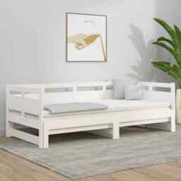 Pull-out Day Bed White Solid Wood Pine 2x(80x200) Cm Vidaxl