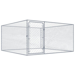Dog Kennel Outdoor Silver Galvanised Steel 2x2x1m Chain-link Playpen