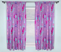 "66""x54"" Curtains Trolls Glow Purple Lilac Pink Blue Drops Branch Poppy"