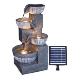 Solar Garden Water Feature Fountain Decoration 4 Tier Bowl Led Outdoor