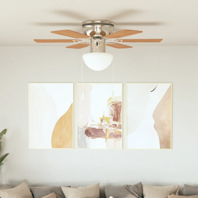 Ornate Ceiling Fan With Light 82 Cm Light Brown Vidaxl