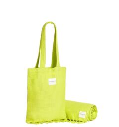 Seafolly Waffle Beach Towel & Tote Set In Wild Lime / Holiday