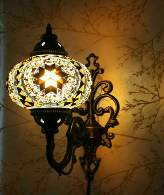 Turkish Moroccan Handmade Glass Mosaic Tiffany Style Wall Sconce Lamp