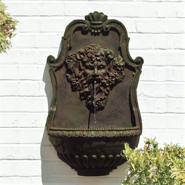 Wall Mounted Water Feature Zeus Face Fountain Garden Lights Bronze