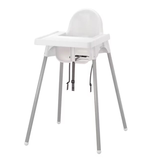 Ikea Antilop High Chair With Tray - Silver/white