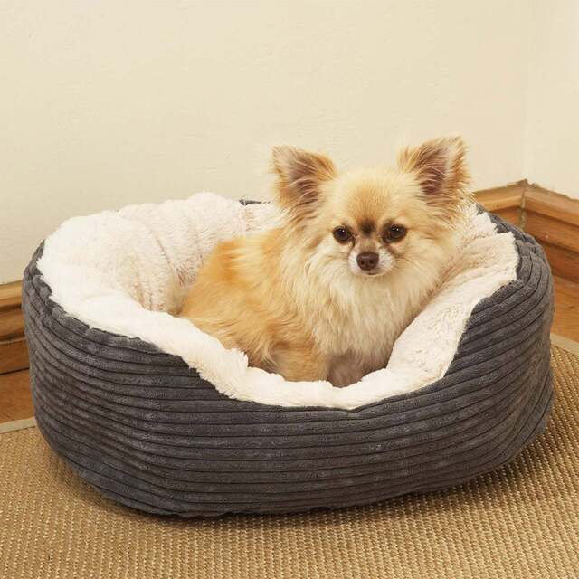 "Rosewood Cord & Plush Dog Bed 32"" - Grey"