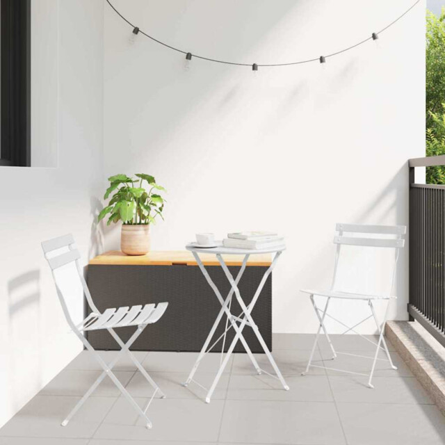 Folding Garden Chair 2pcs White Powder-coated Steel 42x46x82cm Compact