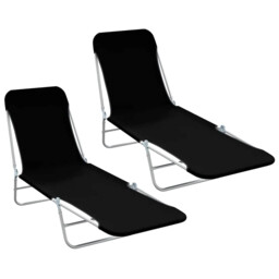 Outdoor Patio 2 Pcs Folding Sun Loungers Set Garden Lounger Beds Chair