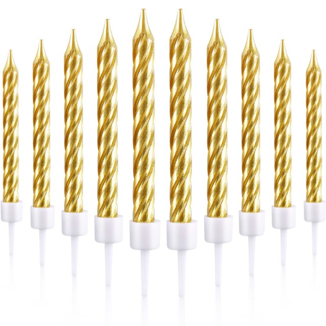 Blulu 50 Pieces Spiral Birthday Candles Metallic Cake Cupcake 2 Cm,