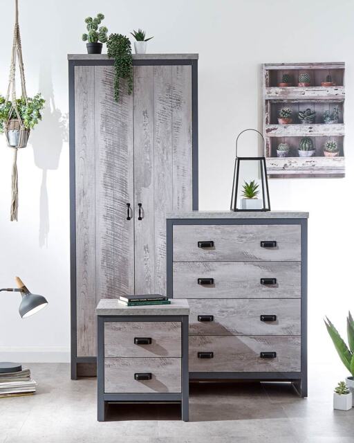 Bedroom Furniture Set 3 Piece Wardrobe Chest Of Drawers Bedside Table