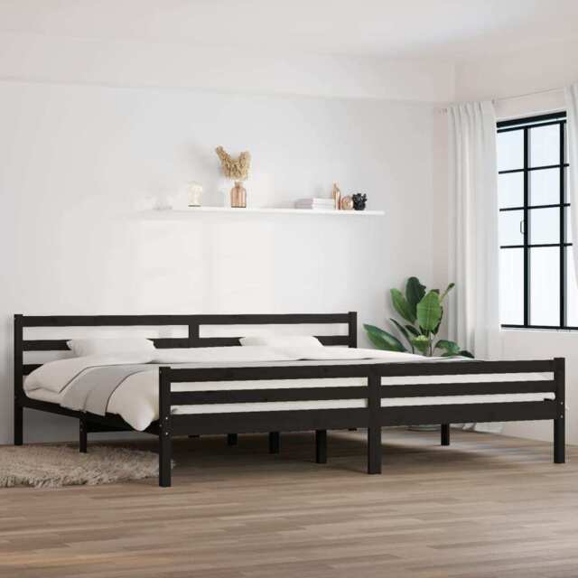 Bed Frame Black Solid Wood 200x200 Cm Vidaxl