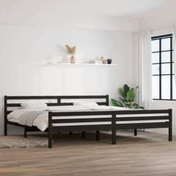 Bed Frame Black Solid Wood 200x200 Cm Vidaxl