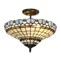 Peacock Tiffany Style Glass Semi Flush Ceiling Light Comes With