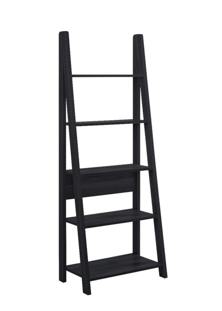 Black Ladder Shelf Bookcase Desk 5 Tier Display Storage Shelving Unit