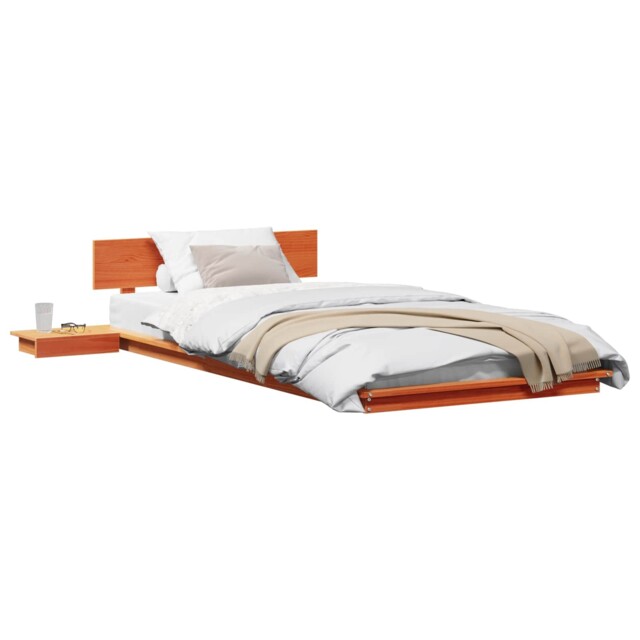 Bed Frame Wood Frame With Bedside Table Bedroom Furniture Modern