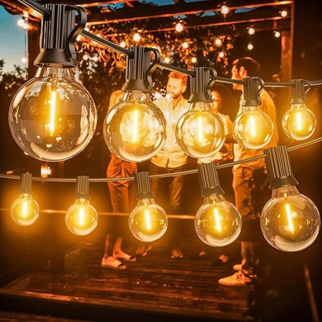 Outdoor String Lights 50 Feet G40 25 Bulbs Waterproof Ip44 Garden