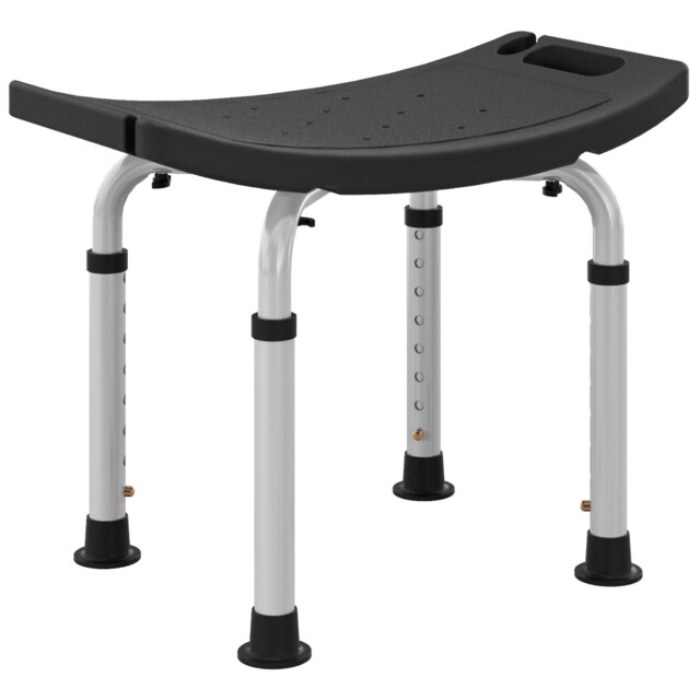 Shower Stool Black Aluminium Pe Seat 50x36cm Height Adj Non-slip 135kg