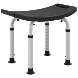 Shower Stool Black Aluminium Pe Seat 50x36cm Height Adj Non-slip 135kg