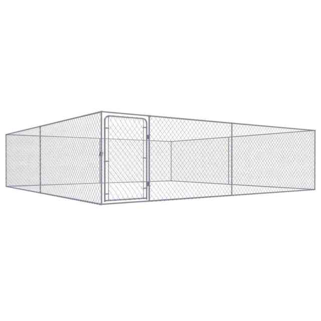Outdoor Dog Kennel Galvanised Steel 4x4x1 M Vidaxl