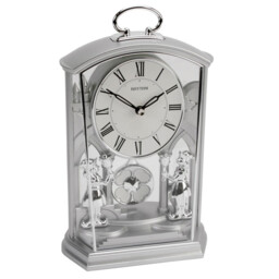 Rhythm Carriage Mantel Clock See Through With Handle Two-tone Silver