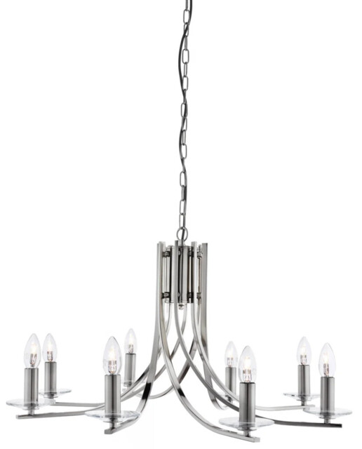 Ceiling Light Silver Ascona 8 Satin Searchlight 4168-8ss
