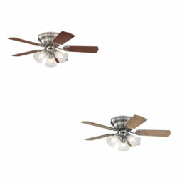 Flush Mount Ceiling Fan With Lights Contempra Nickel 90cm Small Fan