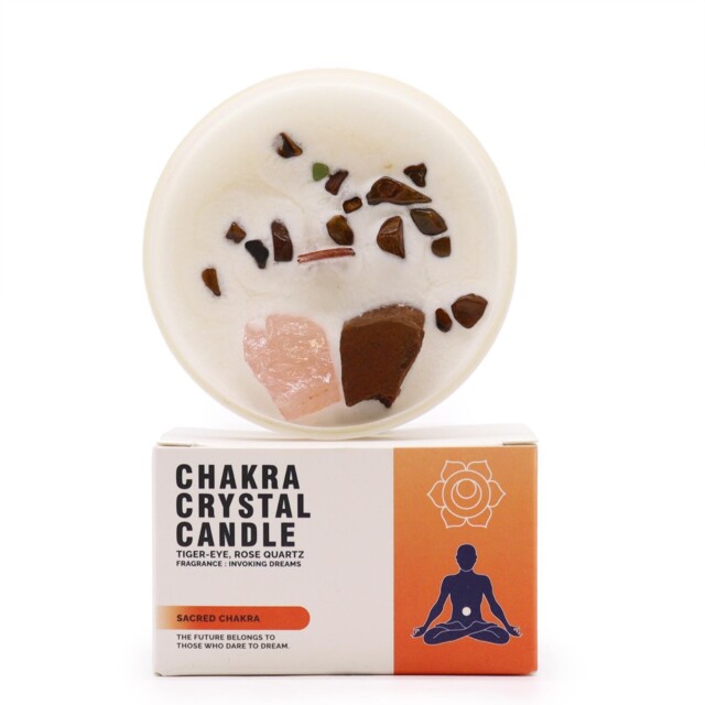 Chakra Crystal Candle - Crackling Wooden Wick Soy Wax Cleansing Energy