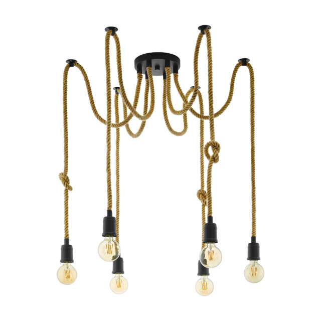 Vintage Rustic Chandelier Rope 6 Lights Gl0494