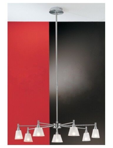 7 Arm / Way Brushed Satin Chrome Modern Ceiling Pendant Light G9 40w