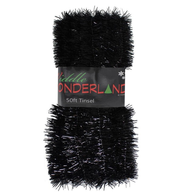Christmas Tree 50ft X 3cm Tinsel Great Value - Black