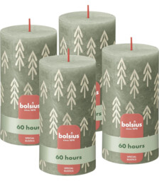 Pillar Candles Bolsius Rustic Green 60 Hour Burn 4 Pack