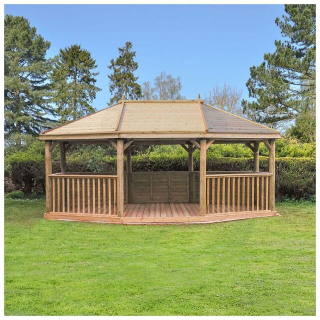 Gazebo 6.0m Oval Wooden Pressure Treated Garden - High Quality