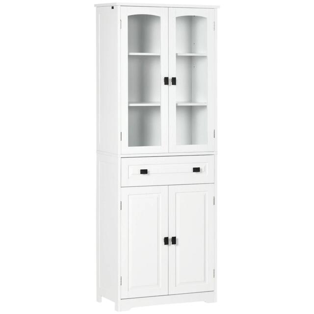 Kitchen Cupboard Storage Cabinet Adjustable Shelves Drawer Glass Door