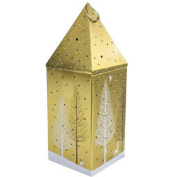 M&s Christmas Gold House Decorative Light Up Tin - Empty