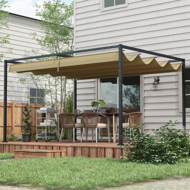 Outsunny 3x2m Metal Pergola Gazebo Patio Sun Shelter Retractable