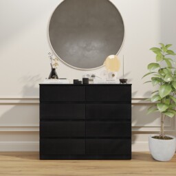 Malvern 8 Drawer Chest Matt Black Large Modern Storage Freestanding