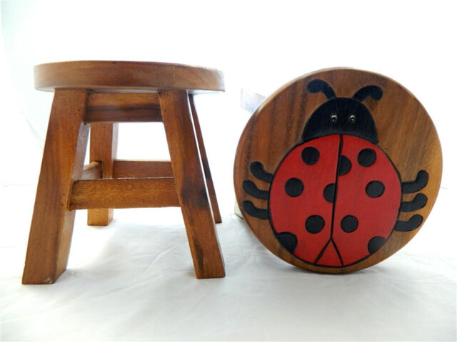 Childs Childrens Wooden Stool - Ladybird Ladybug