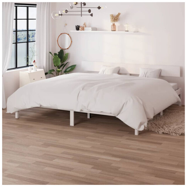 Bed Frame White Solid Pinewood 75x190cm Small Single With Headboard,