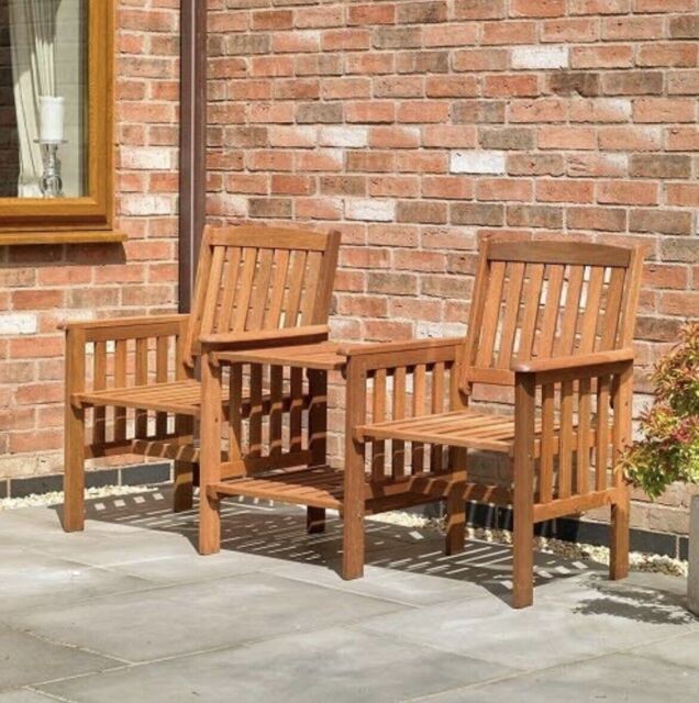 Classic Hardwood Garden Furniture Love Seat 2 Chairs Companion Set