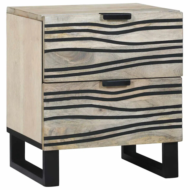 Bedside Cabinet With Drawer White And Black 40 X 33 X 46 Cm Vidaxl
