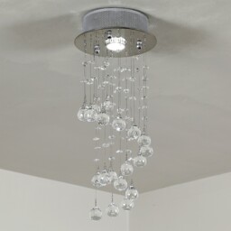 Homcom Crystal Ceiling Light Chandelier Spiral Rain Drop Pendant Lamp
