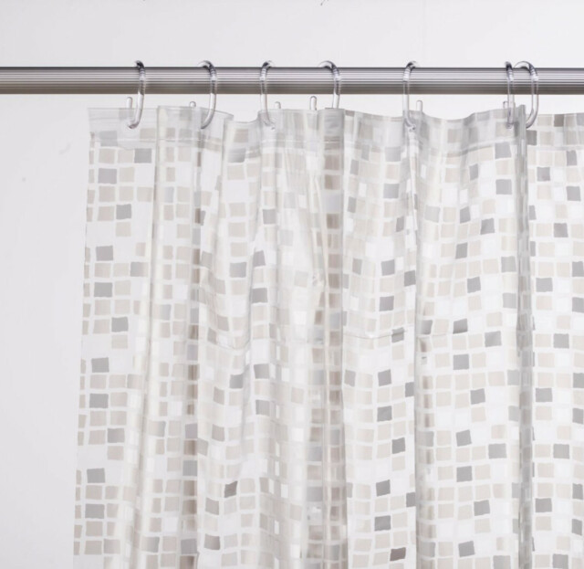 Croydex Silver Mosaic Pvc Shower Curtain Waterproof Easy Clean