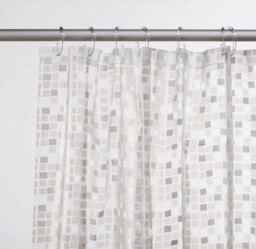 Croydex Silver Mosaic Pvc Shower Curtain Waterproof Easy Clean