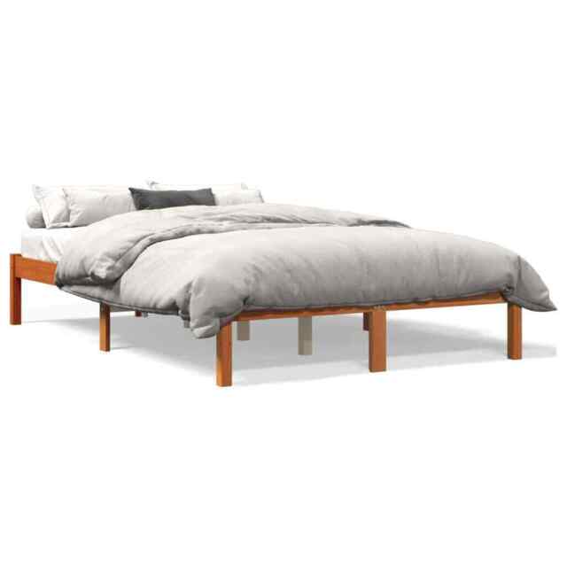 Bed Frame Wax Brown 135x190 Cm Double Solid Wood Pine Vidaxl