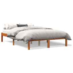 Bed Frame Wax Brown 135x190 Cm Double Solid Wood Pine Vidaxl