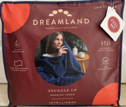 Dreamland Snuggle Up Velvet Plush Large Heated Throw Navy Blue