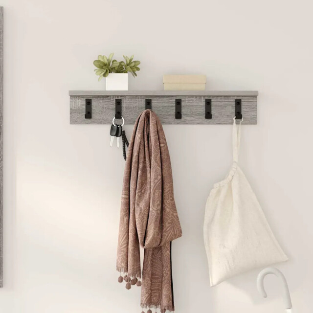 Wall-mounted Coat Rack Grey Sonoma 60 X 10.5 X 10.5 Cm Vidaxl