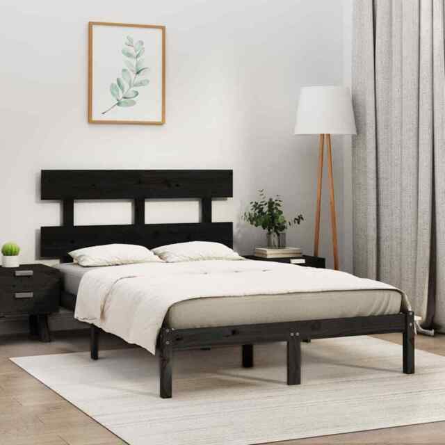 Bed Frame Black Solid Wood 200x200 Cm Vidaxl