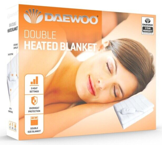 Daewoo Electric Blanket 3 Settings Heated Under Bed Winter Warming 85w