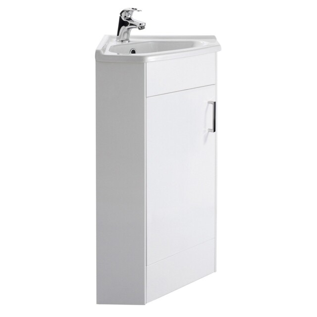 Nuie Mayford Gloss White 555mm Single Door Corner Vanity Unit And